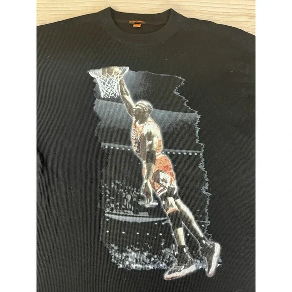 Vtg Members Property Michael Jordan Y2K Waffle Knit Long Sleeve Shirt Mens 3XL - Picture 2 of 12